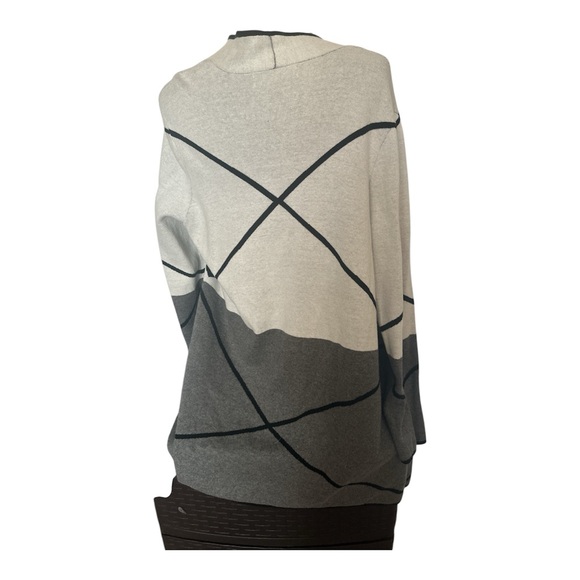 Kasper size XL black grey and white long open front cardigan - Picture 2 of 4